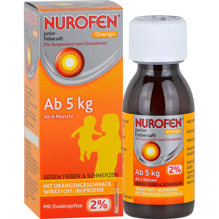 Nurofen Junior Fiebersaft Orange ab 3 Monaten 20 mg/ml, 100 ml Lösung