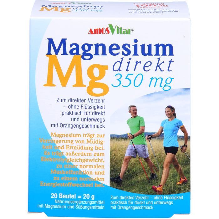 AmosVital Magnesium direkt 350 mg Granulat mit Orangengeschmack, 20 pc Sachets