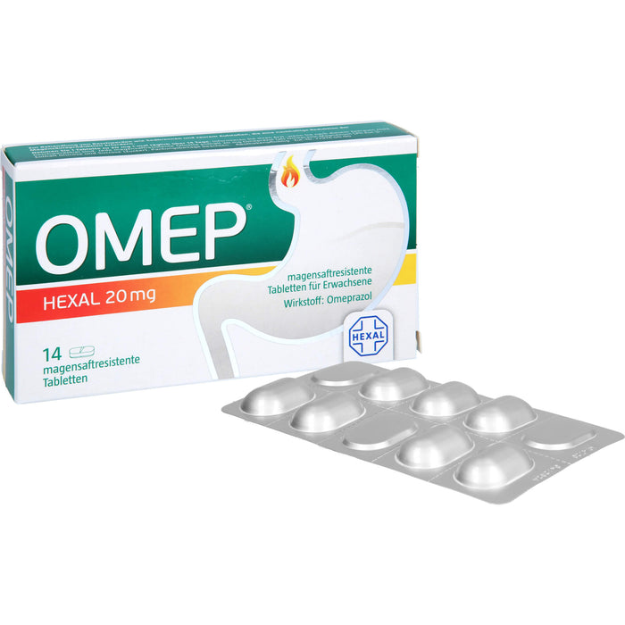 OMEP HEXAL 20 mg Tabletten bei Sodbrennen, 14 pcs. Tablets