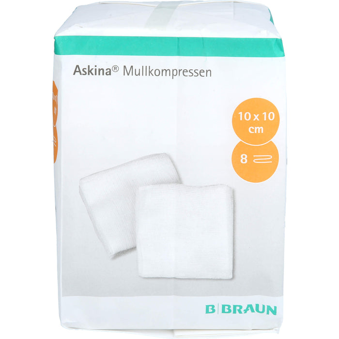 ASKINA MULLKOMPRESSEN 10X10CM UNSTERIL 8 FACH, 100 pc Compresses