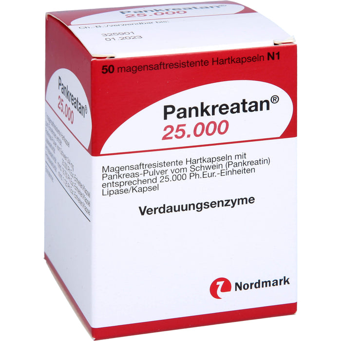 Nordmark Pankreatan 25.000 Hartkapseln Verdauungsenzyme, 50 pc Capsules