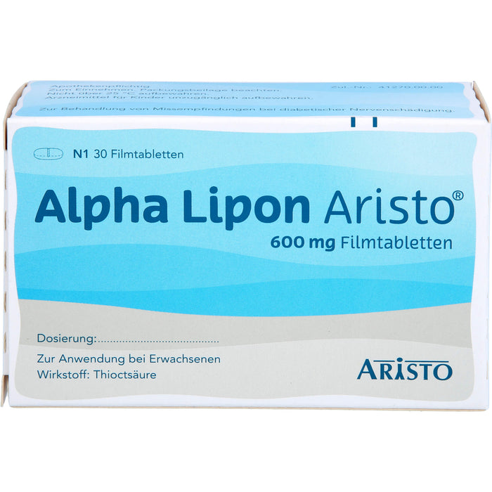 Aristo Alpha Lipon 600 mg Filmtabletten bei Missempfindungen bei Polyneuropathie, 30 pc Tablettes