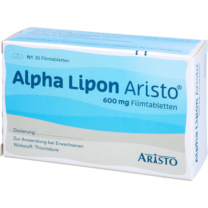 Aristo Alpha Lipon 600 mg Filmtabletten bei Missempfindungen bei Polyneuropathie, 30 pc Tablettes