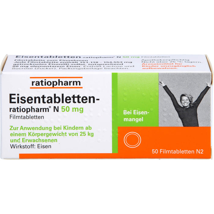 Eisentabletten-ratiopharm N 50 mg Filmtabletten, 50 pc Tablettes