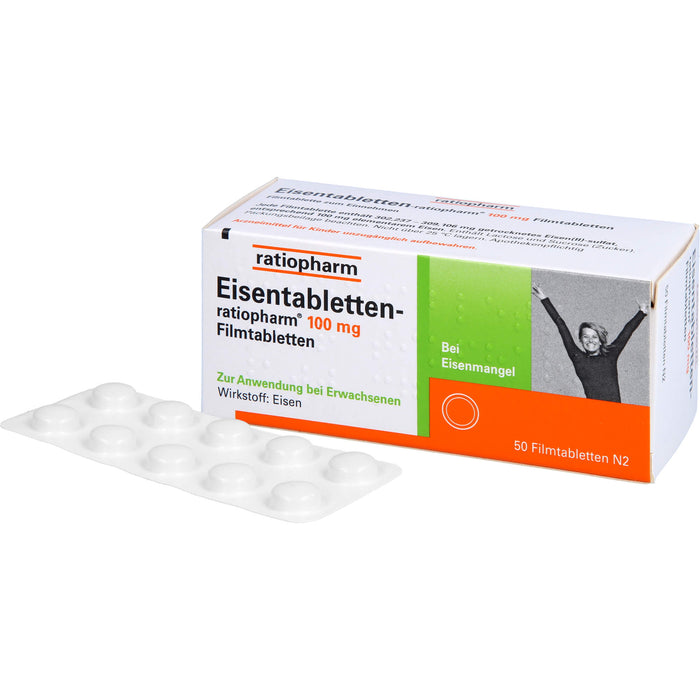 Eisentabletten-ratiopharm 100 mg Filmtabletten, 50 St. Tabletten