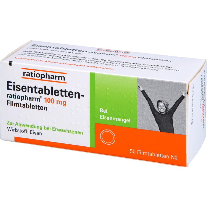 Eisentabletten-ratiopharm 100 mg Filmtabletten, 50 St. Tabletten