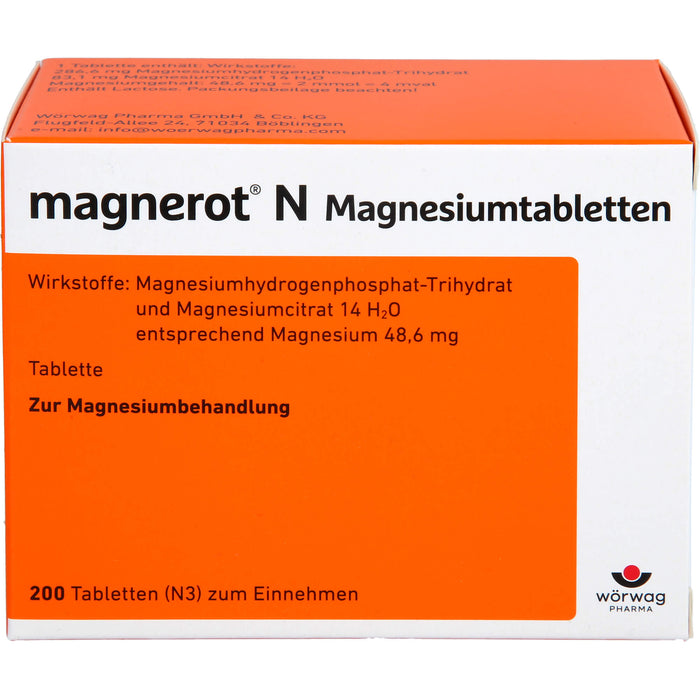 magnerot N Magnesiumtabletten zur Magnesiumbehandlung, 200 pcs. Tablets