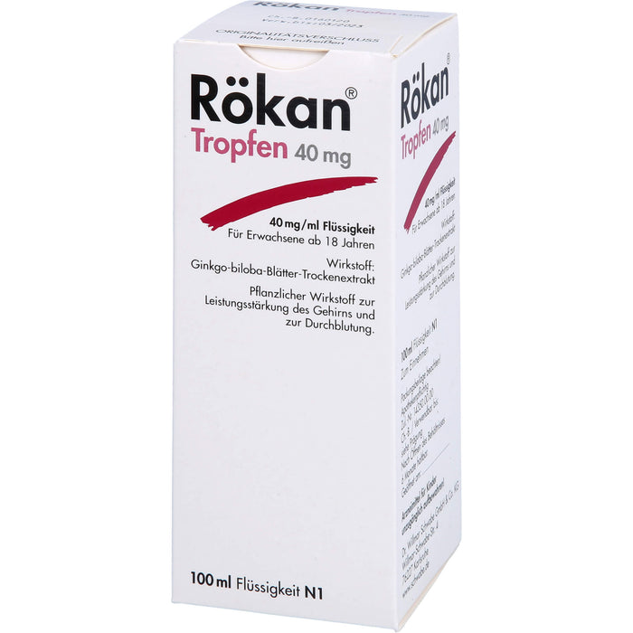 Rökan 40 mg Tropfen zur Leistungsstärkung des Gehirns und zur Durchblutung, 100 ml Lösung