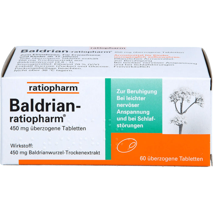 Baldrian-ratiopharm überzogene Tabletten zur Beruhigung, 60 pc Tablettes