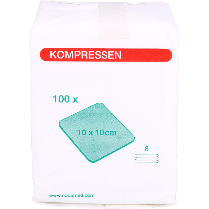 NOBAMED Mullkompressen 10 x 10 cm unsteril 8-fach, 100 pc Compresses