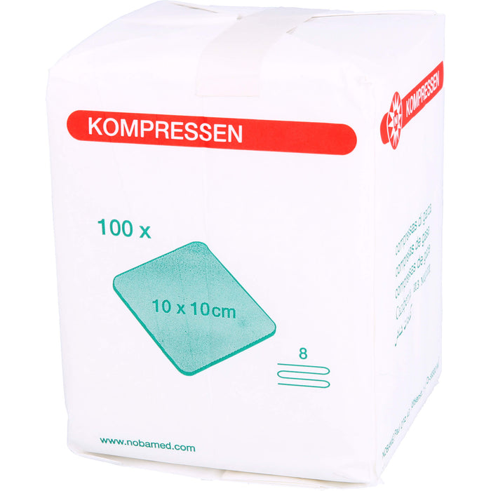 NOBAMED Mullkompressen 10 x 10 cm unsteril 8-fach, 100 pc Compresses