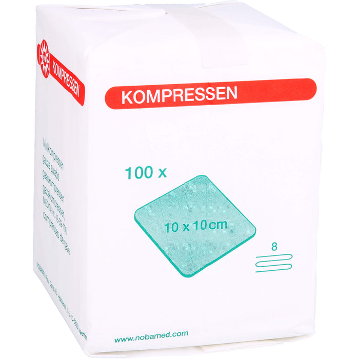 NOBAMED Mullkompressen 10 x 10 cm unsteril 8-fach, 100 St. Kompressen