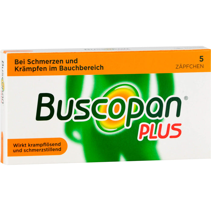 Buscopan plus 10 mg/800 mg Zäpfchen bei Schmerzen und Krämpfen im Bauchbereich, 5 pc Suppositoires