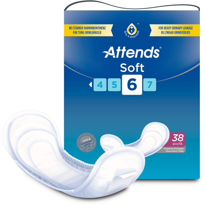 Attends Soft 6 Hygiene-Einlagen bei schwerer Blasenschwäche, 38 pcs. Insoles