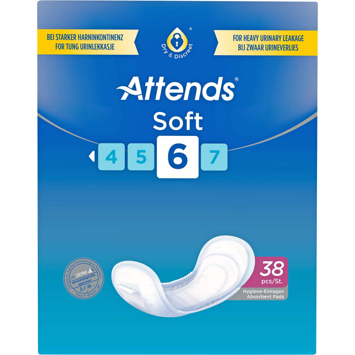 Attends Soft 6 Hygiene-Einlagen bei schwerer Blasenschwäche, 38 pcs. Insoles