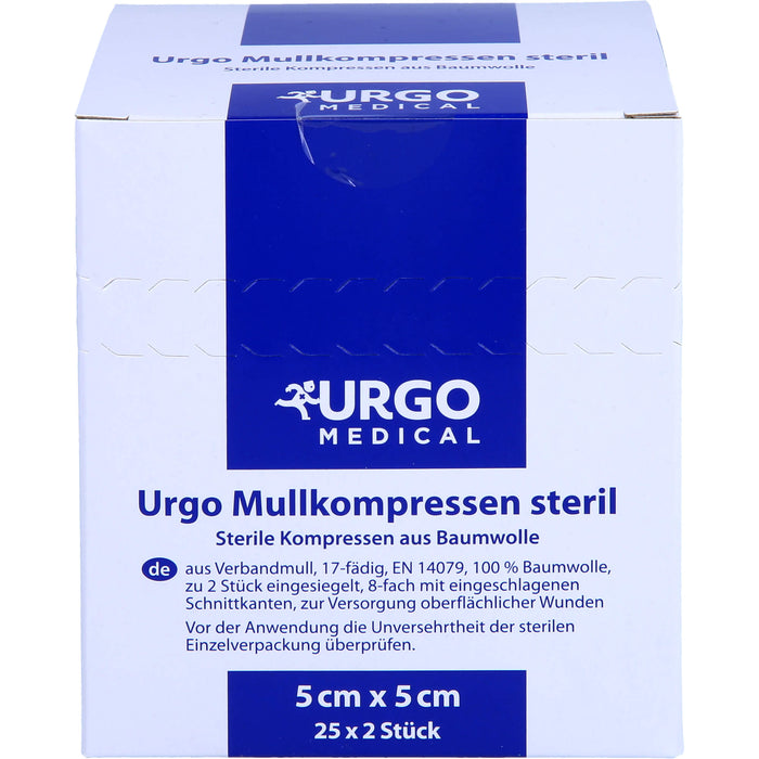 URGO MULLKOMPR 5X5CM STERIL, 25X2 St KOM