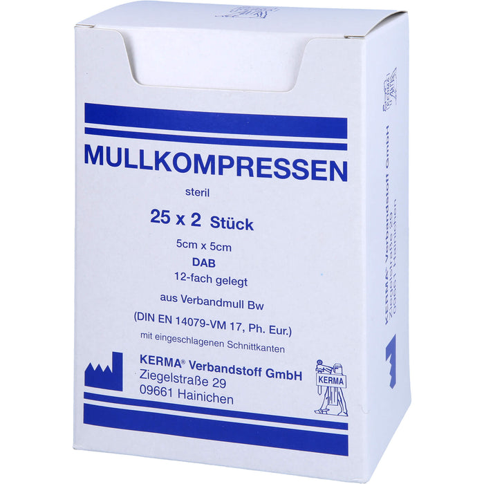 MULLKOMPRESSEN BW 12FACH STERIL 5CMx5CM, 25X2 St KOM