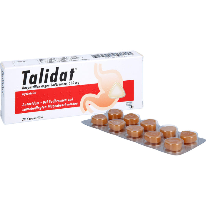 Talidat Kaupastillen gegen Sodbrennen, 500 mg, 20 St PAS