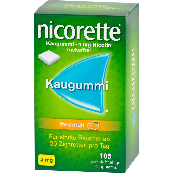 nicorette Kaugummi 4 mg freshfruit zur Raucherentwöhnung Reimport Pharma Gerke, 105 pcs. Chewing gum