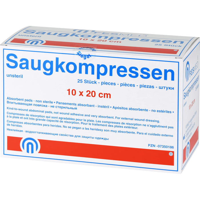 Saugkompresse 10X20cm unsteril, 25 St KOM