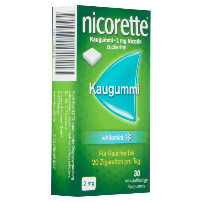 Nicorette whitemint 2 mg Kaugummi, 30 pcs. Chewing gum