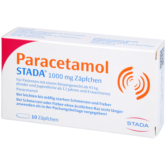 Paracetamol STADA 1000 mg Zäpfchen, 10 pc Suppositoires