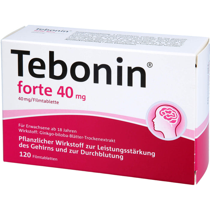 Tebonin forte 40 mg Filmtabletten zur Leistungsstärkung des Gehirns und zur Durchblutung, 120 pc Tablettes