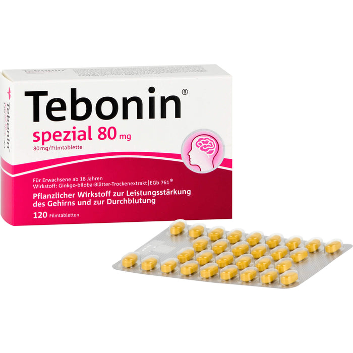 Tebonin spezial 80 mg Filmtabletten zur Leistungsstärkung des Gehirns und zur Durchblutung, 120 pc Tablettes