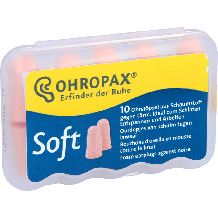 OHROPAX Soft weiche Ohrstöpsel aus Schaumstoff, 10 St. Ohrstöpsel