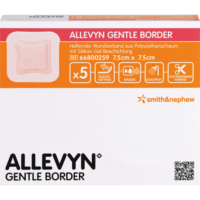 ALLEVYN Gentle Border 7,5x7,5cm Verband, 5 St VER