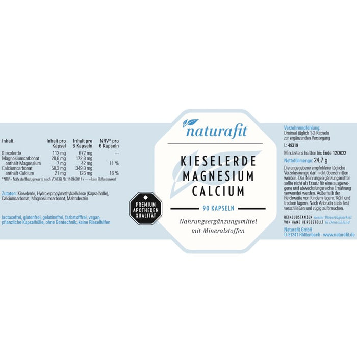 naturafit Kieselerde Magnesium Calcium Kapseln, 90 pcs. Capsules