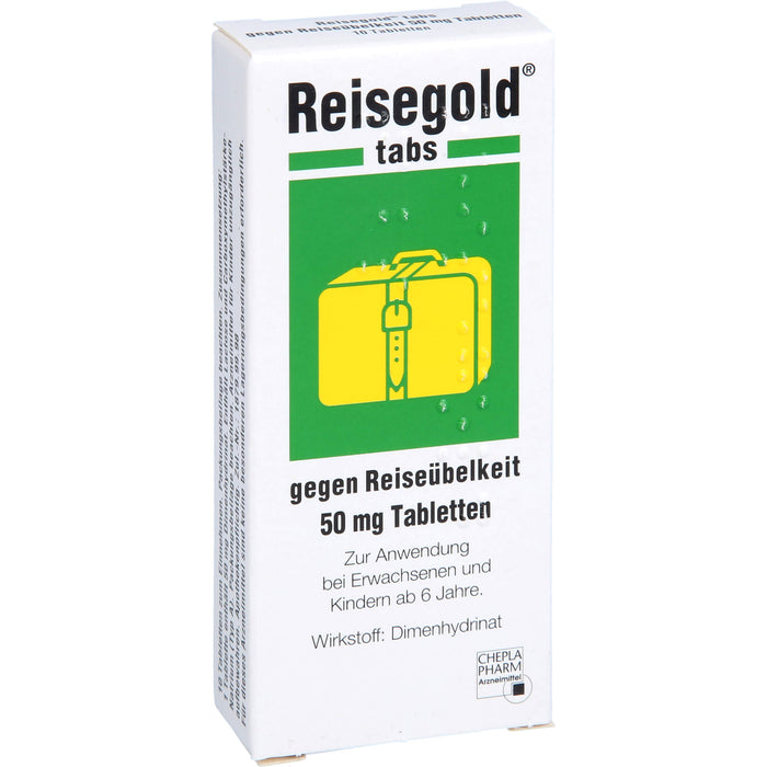 Reisegold tabs Tabletten gegen Reiseübelkeit, 10 St. Tabletten