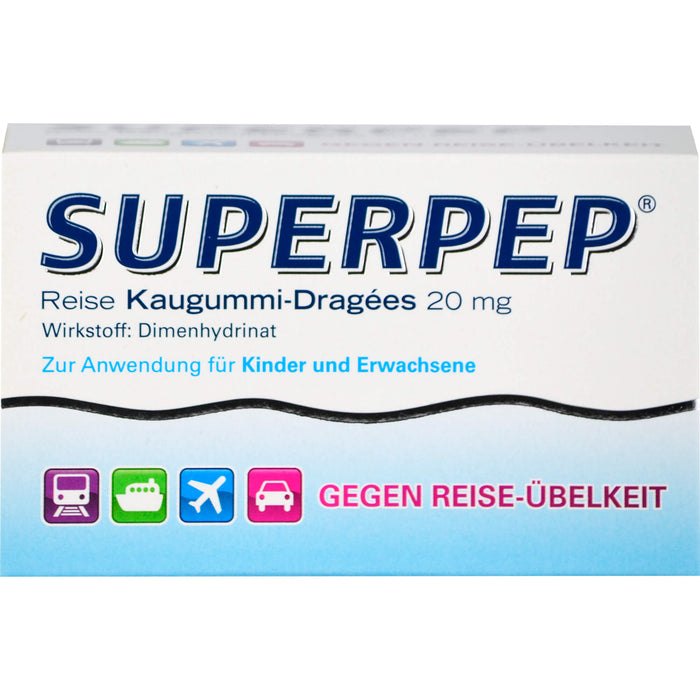 SUPERPEP Reise Kaugummi-Dragees, 20 St. Kaugummi