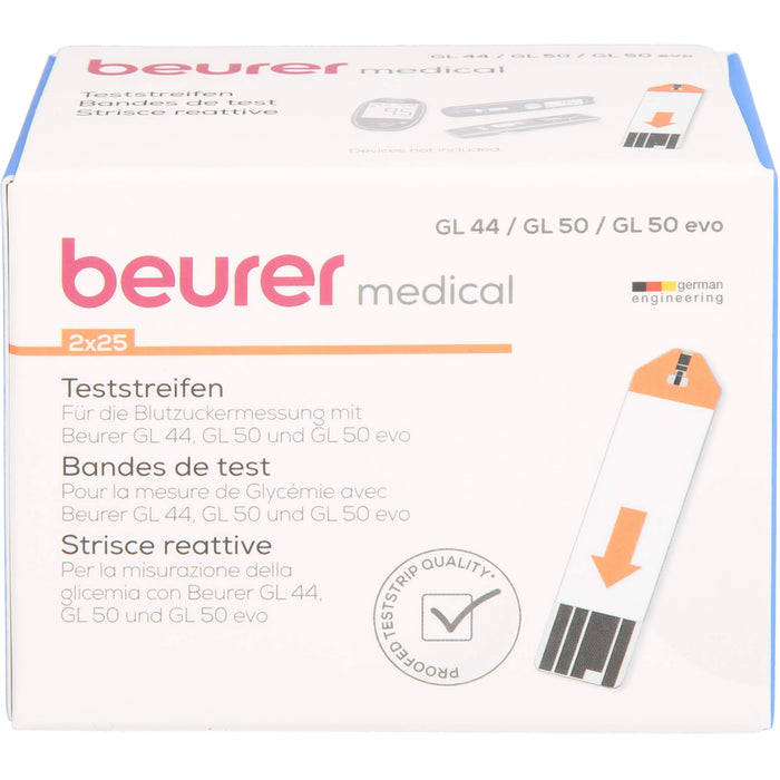 beurer GL 44/50 Teststreifen für die Blutzucker-Messung, 50 pcs. Test strips