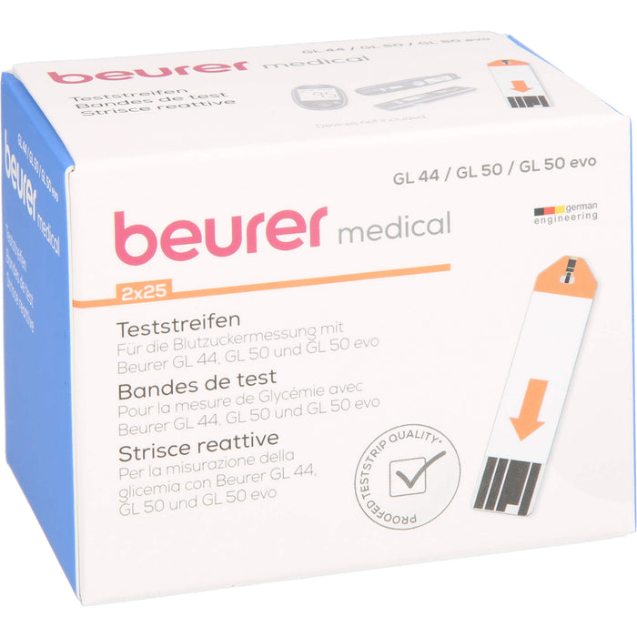 beurer GL 44/50 Teststreifen für die Blutzucker-Messung, 50 pcs. Test strips