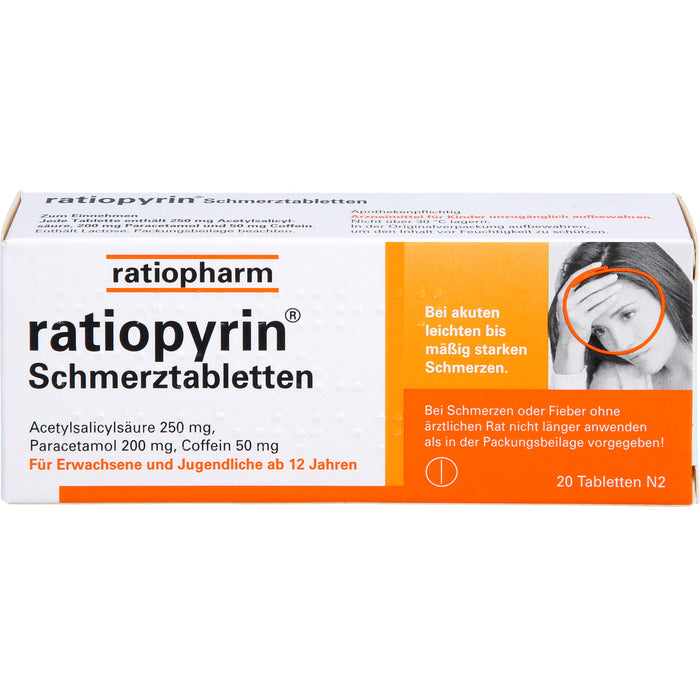 ratiopyrin Schmerztabletten, 20 pcs. Tablets