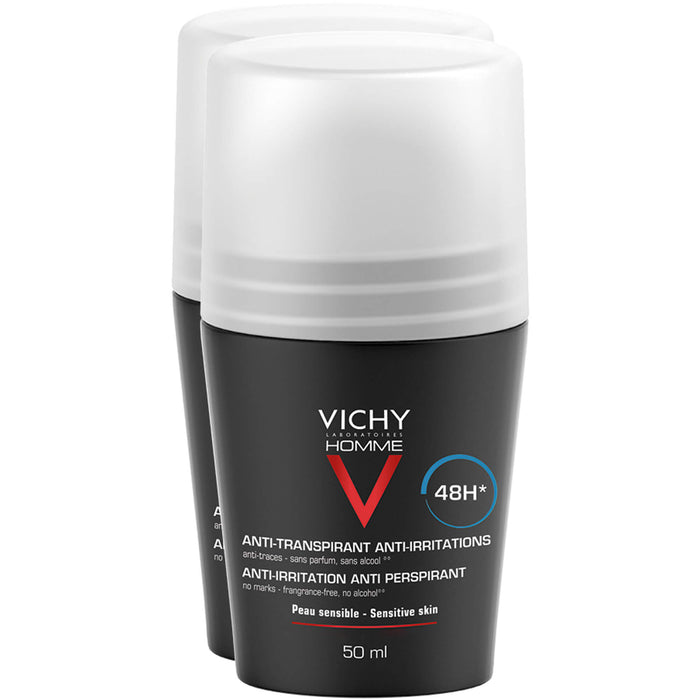 Vichy Homme DP Deo Roll-On f.sensible Haut 48h, 2X50 ml STI