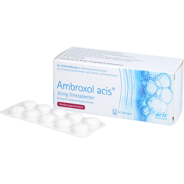 Ambroxol acis 30 mg Trinktabletten zur Schleimlösung bei Atemwegserkrankungen, 40 pc Tablettes