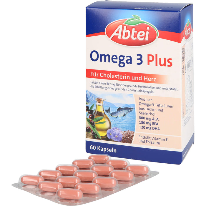 Abtei Omega 3-6-9 Lachsöl+Leinöl+Olivenöl, 60 St KAP