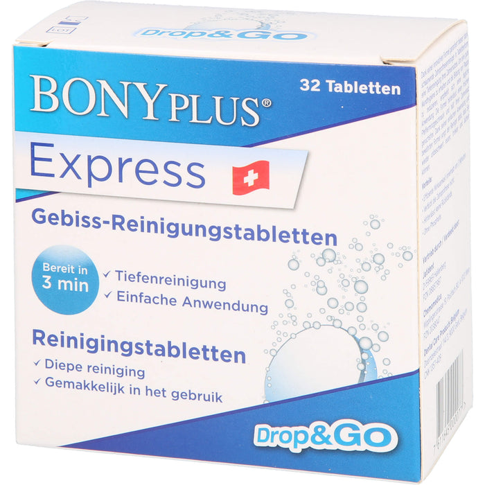 BONYPLUS Express Gebiss-Reinigungsbrausetabletten, 32 pcs. Effervescent tablets