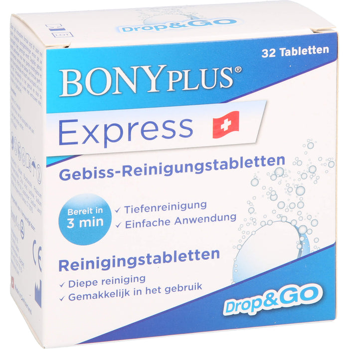 BONYPLUS Express Gebiss-Reinigungsbrausetabletten, 32 pcs. Effervescent tablets