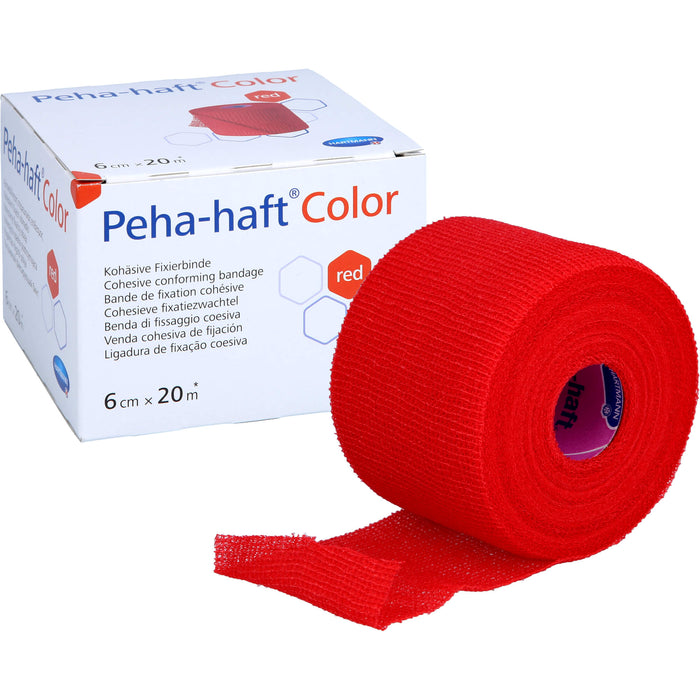 Peha-haft Color Fixierbinde latexfrei 6cmx20m rot, 1 St BIN