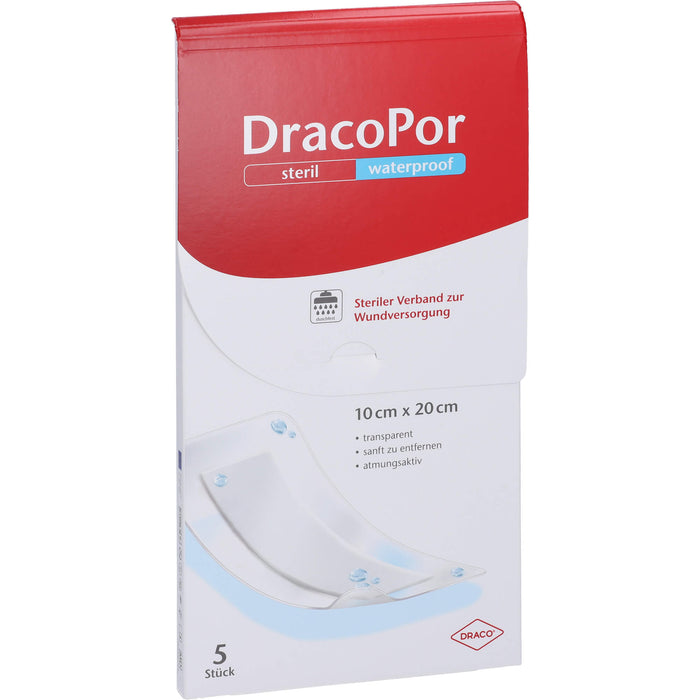 DracoPor waterproof steriler Wundverband 10 cm x 20 cm transparent, 5 pc Pansements