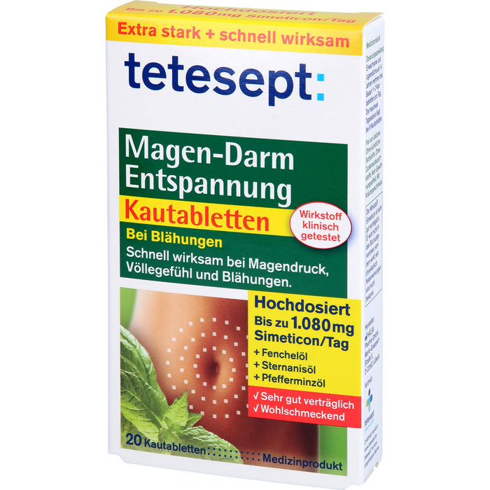 tetesept Magen-Darm Entspannung Kautabletten, 20 pc Tablettes