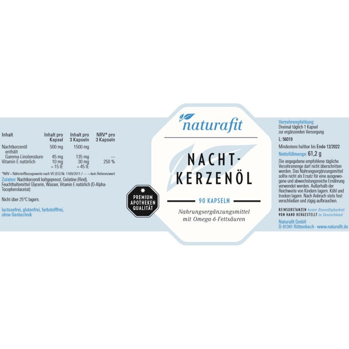 naturafit Nachtkerzenöl Kapseln, 90 pcs. Capsules