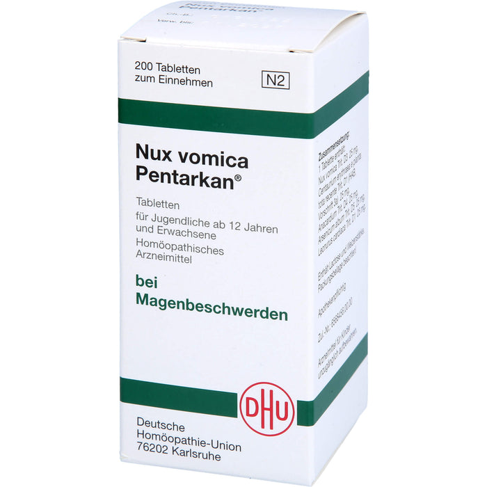 DHU Nux vomica Pentarkan Tabletten bei Magenbeschwerden, 200 St. Tabletten