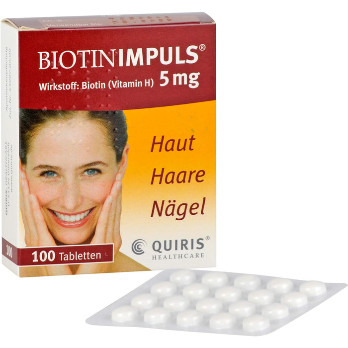 Biotin Impuls 5 mg Tabletten Haut Haare Nägel, 100 pc Tablettes