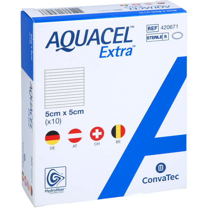 AQUACEL Extra 5 cm x 5 cm Verband mit verstärkenden Fasern, 10 pc Compresses