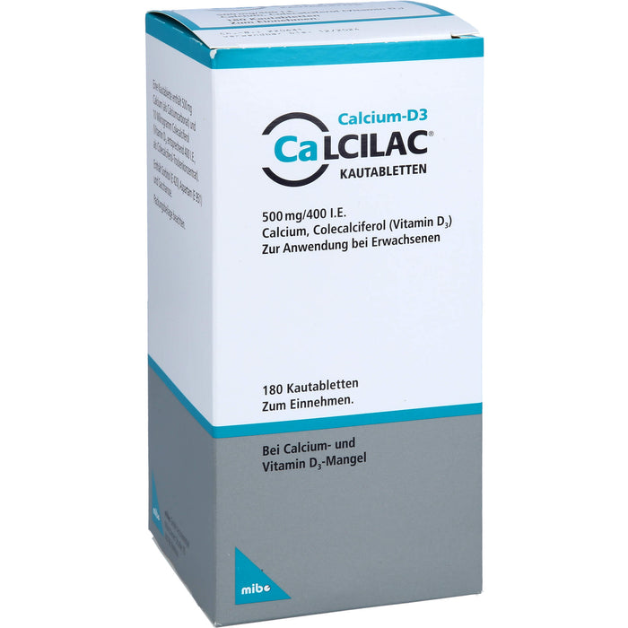 Calcilac Kautabletten 500 mg / 400 I.E., 180 pcs. Tablets