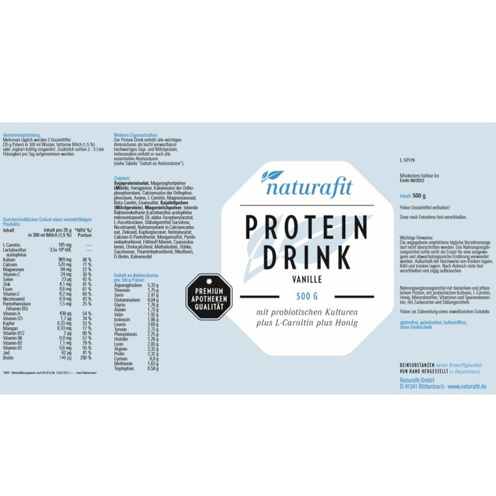 naturafit Protein Drink Pulver, 500 g Powder